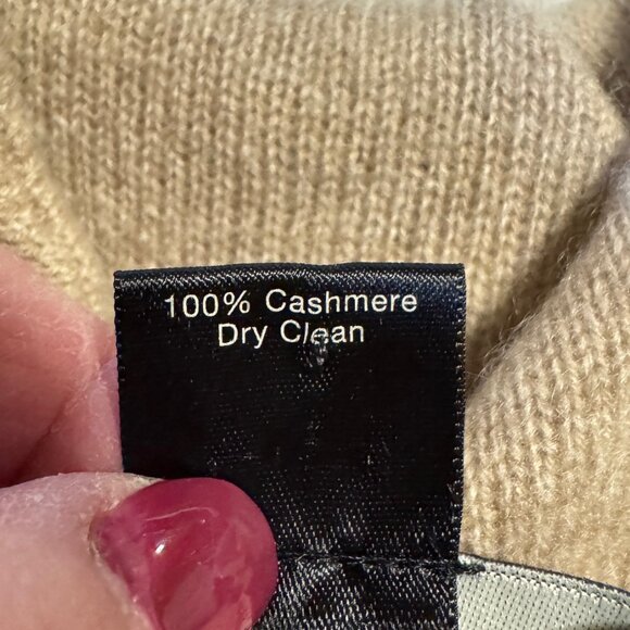 ANN TAYLOR Cashmere Camel Tan V-Neck Sweater DEFECT NWOT - Picture 4 of 7